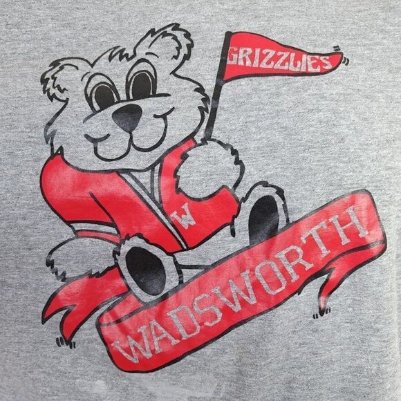 Wadsworth Grizzlies T Shirt Vintage 80s Ohio High School Bozo Clown Mens Medium - Picture 2 of 7